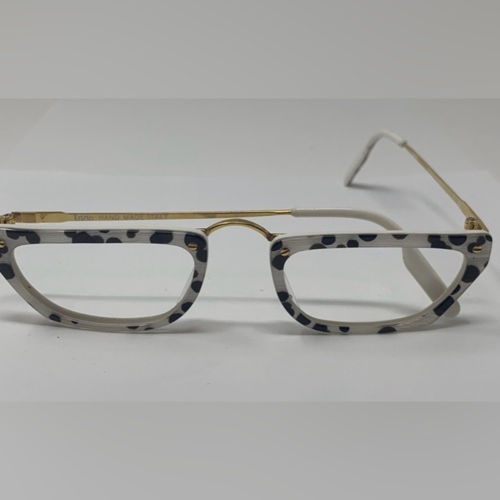 Krizia Vintage White and Black  Reading Glasses with Gold Bridge